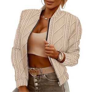 NWT! Classic Textured Knit Jacket (Wheat Color) - Size XL
